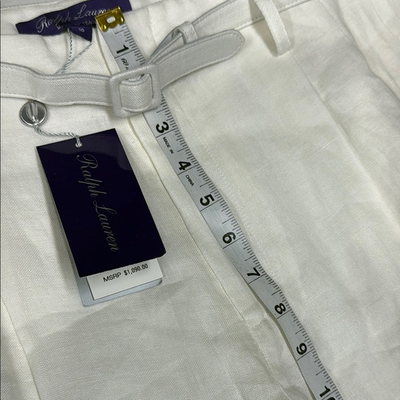 Ralph Lauren Purple Label collection women's Stamford Pleated 100% Linen Pant - Picture 8 of 16